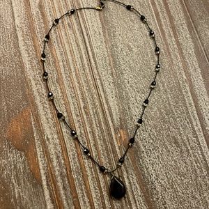 Delicate Black and Crystal Necklace